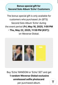 BTS JIN - ECHO (2nd Weverse POB gift)